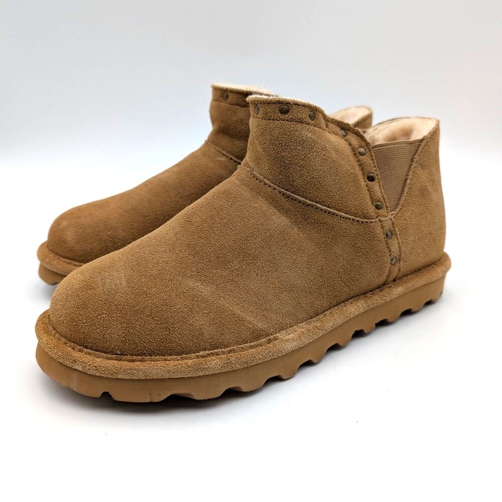 Bearpaw Lottie Slip-On Studded Ankle Boots Women's Iced Coffee Size US7 EU38